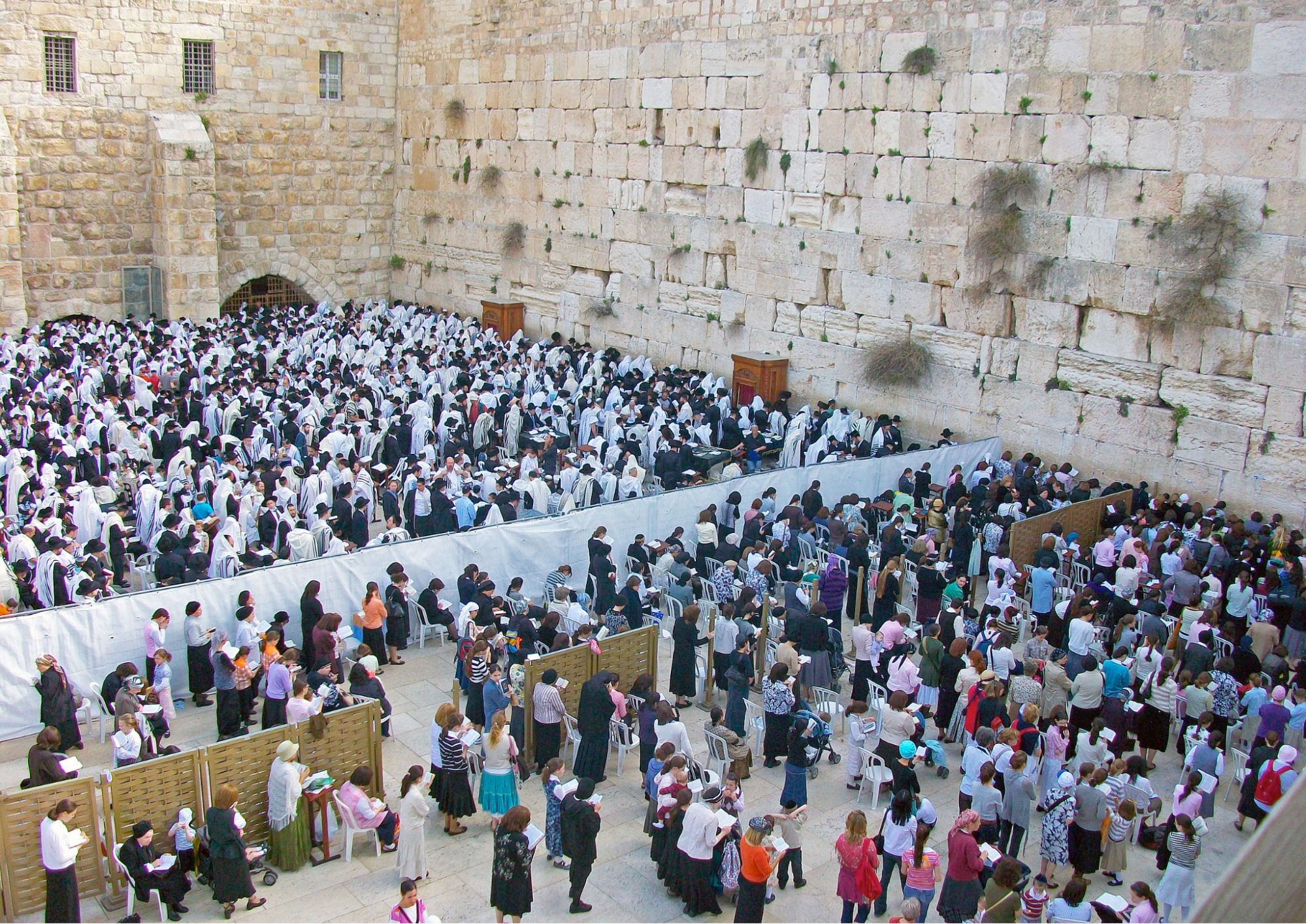 A mechitza separates men and women at the Western Wall